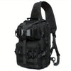 Versatile Black Tactical Shoulder Bag with Silicone Flag & 2 D-Ring Attachments - Durable Nylon, Multiple Pockets, Ideal for Outdoor Activities, Hunting, Fishing, Backpacks