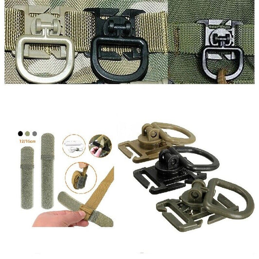 MOLLE Webbing Buckle with Swivel D-Ring Carabiner Clip - Essential Outdoor Gear for Camping Backpacks and Tactical Equipment