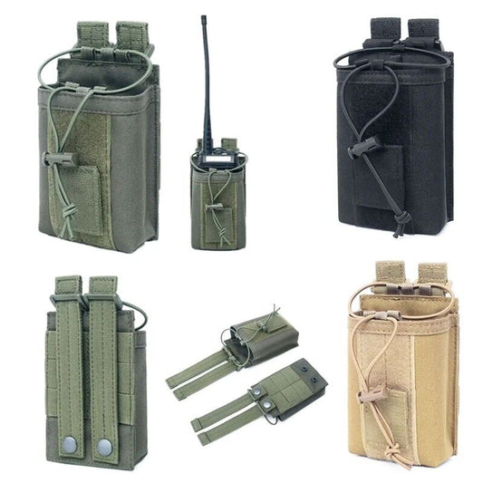 Heavy-Duty 1000D Nylon MOLLE Walkie Talkie Pouch - Waterproof Radio Bag for Outdoor Adventures