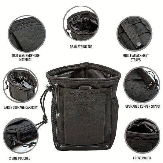 Tactical MOLLE Waste Management Pouch - Adjustable Utility Belt Bag with Detachable Trash Organizer | Heavy-Duty Nylon Camping Garbage Bag for Hiking, Survival & Eco-Friendly Recycling