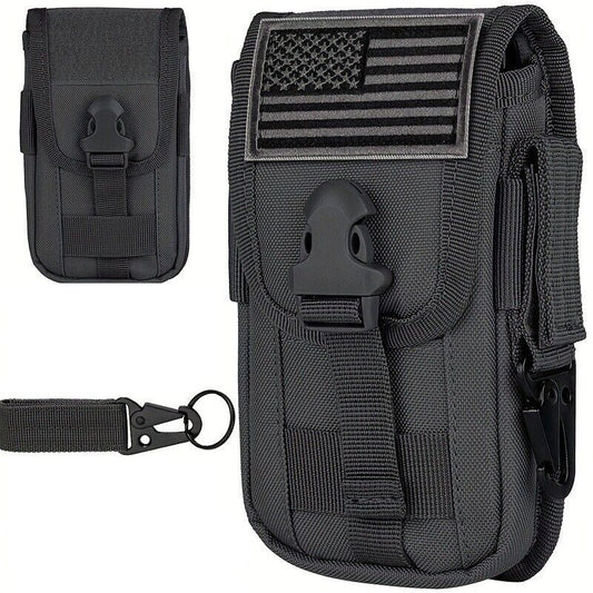 Tactical MOLLE Phone Pouch with Adjustable Strap - Heavy-Duty Nylon Waist Holster Bag for iPhone 15 Pro/Samsung Galaxy - 6.7" Military-Grade Water-Resistant Belt Clip Case for Hiking/Cycling/Outdoor Activities