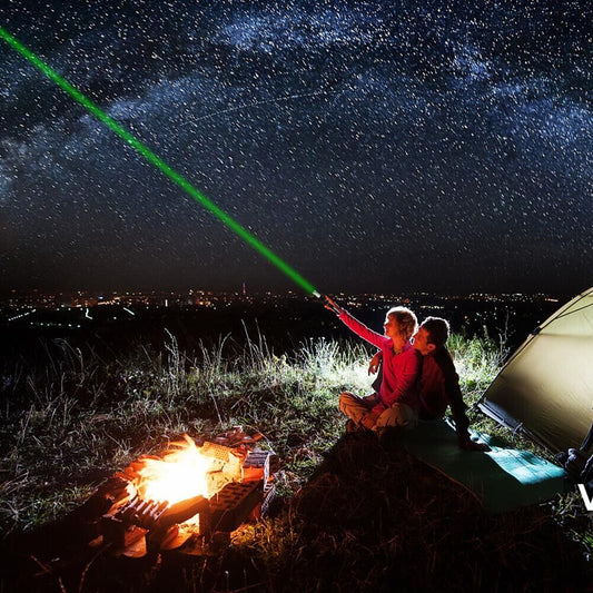 Tri-Color (Red/Green/Blue) 5mW Camping Laser Pointer | High-Visibility Single Dot Pen Light with Focus Adjustment | Multi-Purpose Outdoor Survival Tool for Night Navigation & Signaling