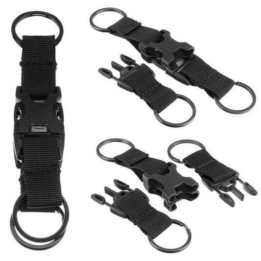 Durable Molle Clip Nylon Strap Key Holder with Carabiner & Hook – Ideal for Hiking, Running & Outdoor Adventures