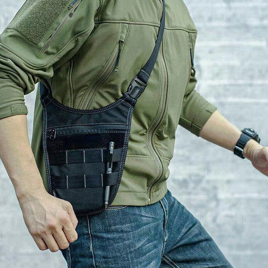 Covert EDC Carry System | Underarm Hidden MOLLE-Compatible Waist Pack & Crossbody Bag | RFID-Safe Anti-Theft Organizer for CCW/Phone/Keys | Low-Profile Tactical Sling Bag with Quick-Access Compartment