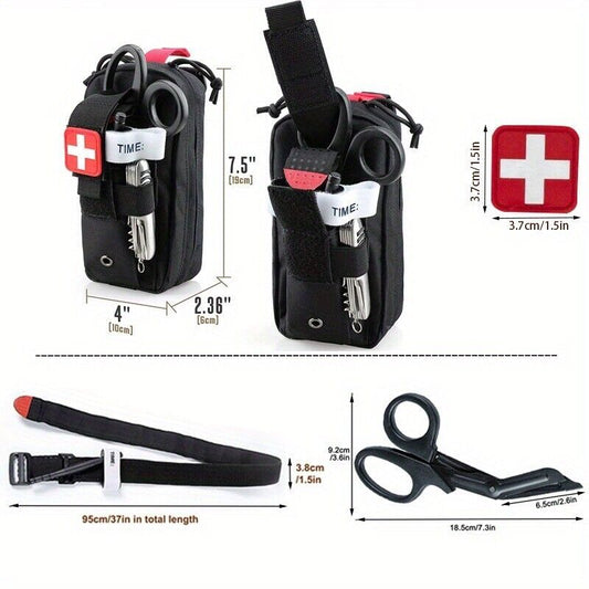 Nylon Molle EMT Emergency Tool Bag with Cross Patch Tourniquet and Scissors Set