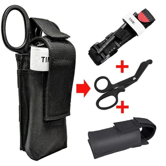 Tactical MOLLE First Aid Pouch - Heavy-Duty Nylon Belt Bag with Quick-Release Tourniquet Holder & Integrated Trauma Shears | EMT, Survival & Outdoor Emergency Kit for Military & EDC Gear