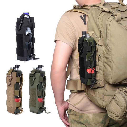 MOLLE-Compatible Walkie-Talkie Bag & Sports Water Bottle Cover – Durable and Versatile Outdoor Hiking Accessory for Communication and Hydration Needs