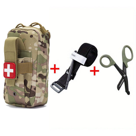 Nylon Molle EMT Emergency Tool Bag with Cross Patch Tourniquet and Scissors Set