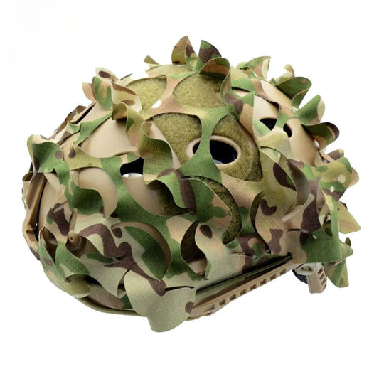 Tactical Helmet Camo Cover System | Fast MH/PJ/BJ Jungle Helmet Compatible | MIL-SPEC Multi-Terrain Camouflage Cloth with NVG Bungee & Silent Attachment Tech