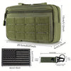 Tactical MOLLE EDC Horizontal Tool Bag - Modular Admin Organizer with Detachable USA Flag Patch & Keychain | Military-Grade Durable Nylon Construction | Customizable Pouch System for Outdoor/Gear Storage