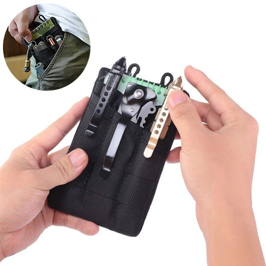 Nylon Wear-resistant EDC Tool Bag with Lanyard for Key Card Storage Case