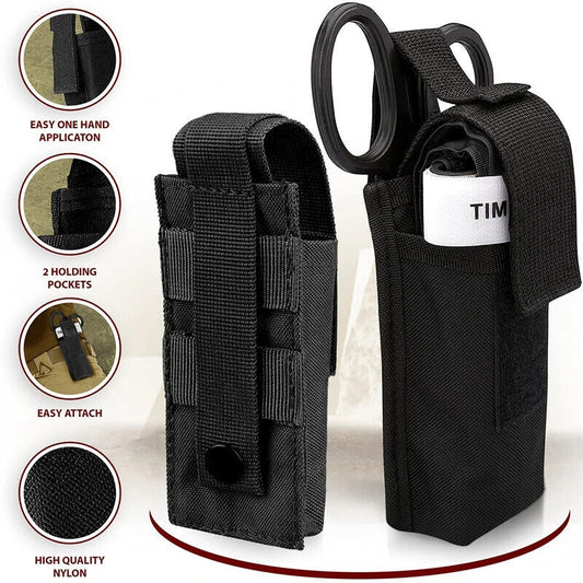 Tactical MOLLE First Aid Pouch - Heavy-Duty Nylon Belt Bag with Quick-Release Tourniquet Holder & Integrated Trauma Shears | EMT, Survival & Outdoor Emergency Kit for Military & EDC Gear