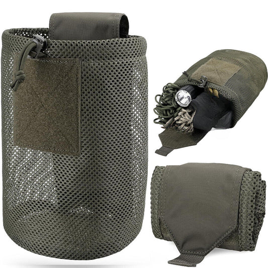 Molle Garbage Bag Roll-up Drawstring Foldable Mesh Sports EDC Tools Waist Bag