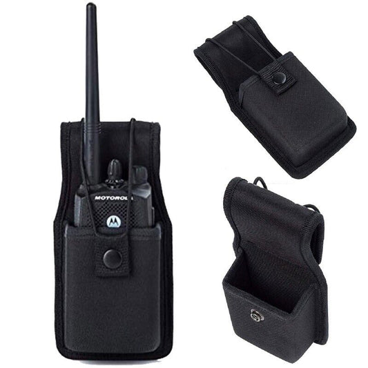 Heavy-Duty 1000D Nylon Radio Walkie-Talkie Waist Bag - Leather Accent Case for Outdoor and EDC Use