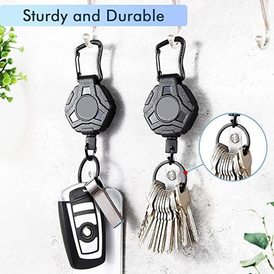Automatic Telescopic Wire Rope Anti-theft Buckle Elastic Sports Keychain