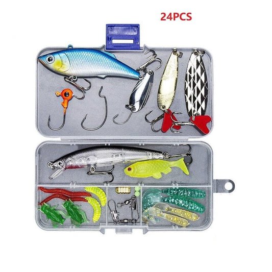 Fishing Lure Set 18/24 Pack Minnow Stacker Fish Hooks Boxed Fishing Lure Set