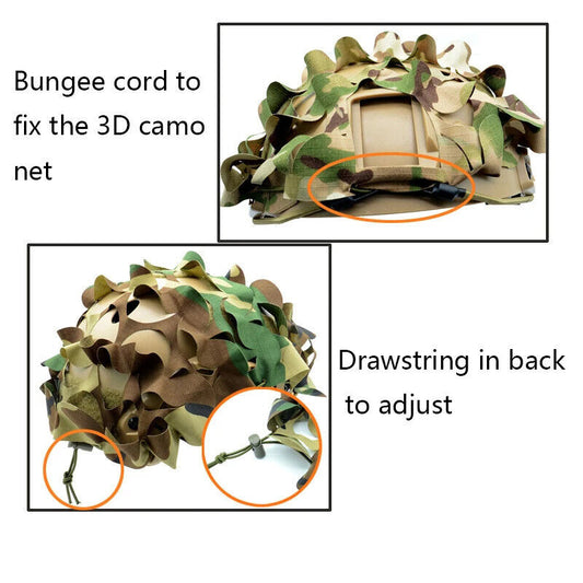 Tactical Helmet Camo Cover System | Fast MH/PJ/BJ Jungle Helmet Compatible | MIL-SPEC Multi-Terrain Camouflage Cloth with NVG Bungee & Silent Attachment Tech
