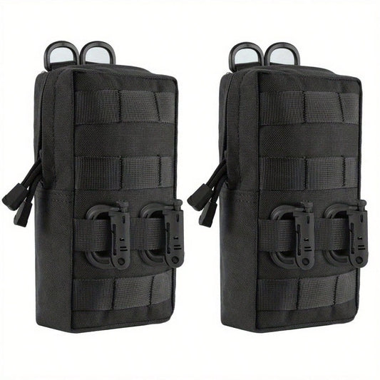 2 Pack Molle Pouches - Compact Water-Resistant EDC Pouch Bag Small Utility Pouch get 4 D buckles