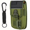 Molle Phone Pouch, Smartphone Waist Belt Holster Buckle Closure Utility Card Holder with Flag Patch Keyring and 1 D-Ring for 4.7