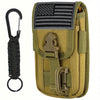 Molle Phone Pouch, Smartphone Waist Belt Holster Buckle Closure Utility Card Holder with Flag Patch Keyring and 1 D-Ring for 4.7