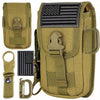 Phone Holster Pouch, Gadget Waist Bag Molle Attachment Belt Holder Bag with US Flag Patch and water bottle buckle for 4.7