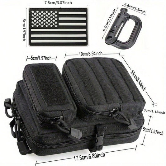 Molle Utility Pouch, EDC Tool Pouch Phone Pouches Mini Waist Pouches Medical EDC Pack Mini Design of 3-Day Backpack Free 1 flag badge and 2 carabiners