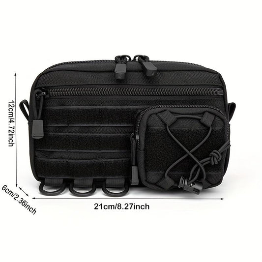 Molle Horizontal Admin Pouch with Front Drawstring Pocket EMT Pouch EDC Utility Orgaznier Bag Send a flag badge