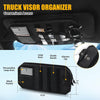 Tactical Car Sun Visor Organizer with Molle Panel Zipper Pouch & Glasses Clip Universal Fit for Trucks SUVs Jeeps Patrol Vehicles Semi-Rigid Storage