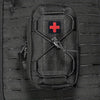 Black Molle Horizontal Admin Pouch with Red Cross Patch - Compact Utility EDC Tool Bag, Nylon, Zipper Closure, Ideal for Camping and Sports, Camping Gear | Utility Pouch | Durable Zipper Closure, Utility Pouches