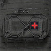 Black Molle Horizontal Admin Pouch with Red Cross Patch - Compact Utility EDC Tool Bag, Nylon, Zipper Closure, Ideal for Camping and Sports, Camping Gear | Utility Pouch | Durable Zipper Closure, Utility Pouches