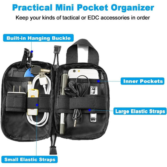 Tactical EDC Waist Pack Molle Compatible Mini Tool Storage Bag Nylon Utility Pouch for Hiking Electronic Accessories Multitools Tactical Gear Organizer