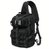 Versatile Black Tactical Shoulder Bag with Silicone Flag & 2 D-Ring Attachments - Durable Nylon, Multiple Pockets, Ideal for Outdoor Activities, Hunting, Fishing, Backpacks