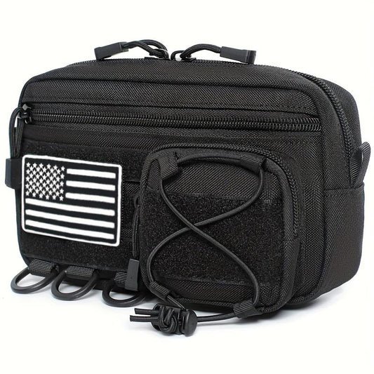 Molle Horizontal Admin Pouch with Front Drawstring Pocket EMT Pouch EDC Utility Orgaznier Bag Send a flag badge