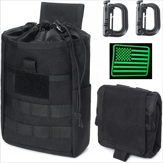 Foldable Utility Waist Bag Molle Dump Pouch for Hiking Accessories with Roll Up Drawstring Tactical Storage