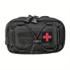 Black Molle Horizontal Admin Pouch with Red Cross Patch - Compact Utility EDC Tool Bag, Nylon, Zipper Closure, Ideal for Camping and Sports, Camping Gear | Utility Pouch | Durable Zipper Closure, Utility Pouches