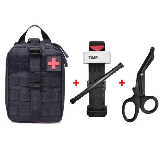 Professional Tactical EDC First Aid & Survival Trauma Kit with Medical Scissors - MOLLE-Compatible Compact Utility Pouch for Outdoor Emergency Preparedness
